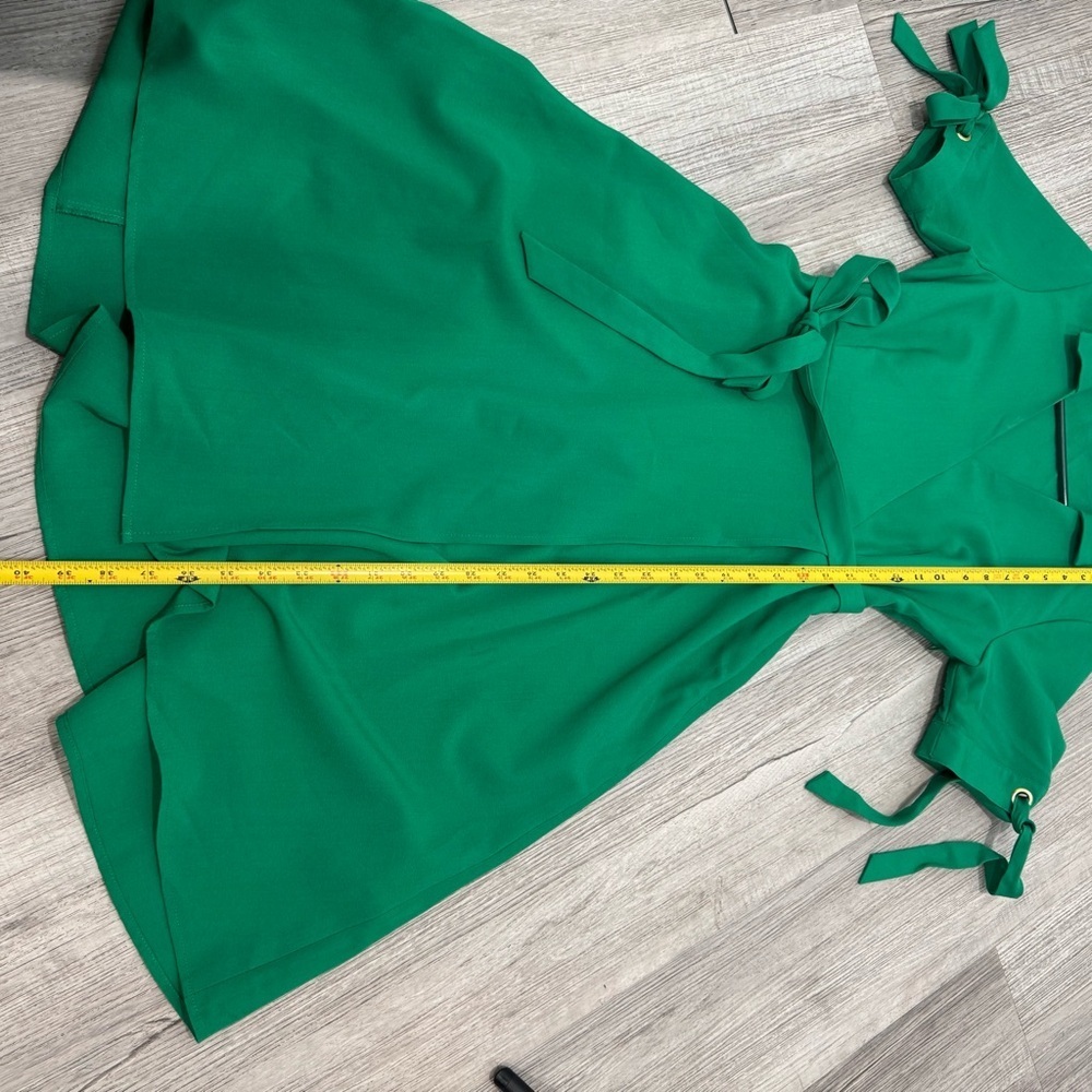 Sharagano Vibrant Green Midi Dress with Tie Sleeves size 6 - Picture 6 of 16